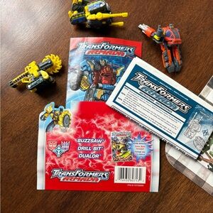 Hasbro Transformers Armada Buzzsaw & Drill Bit Set - Yellow, Blue, Red (2002)